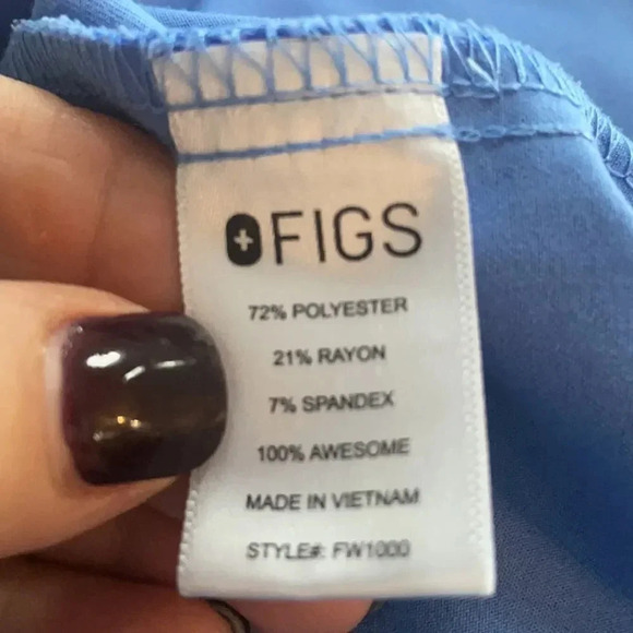 Figs Technical Collection Catarina 1 pocket scrub top PO # 1602 Blue Women’s XS - Picture 9 of 10